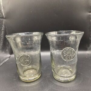 Skyros Designs Eternity Tumbler Artisan Handblown Glass Medallion Design Set 2